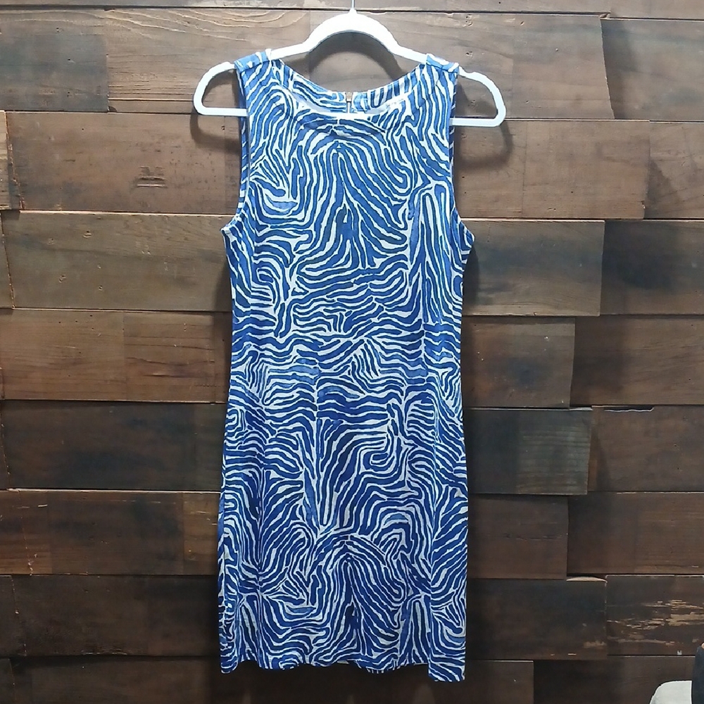 Tommy Bahama Darcy Blue Zebra Print Sleeveless Dress Size Small